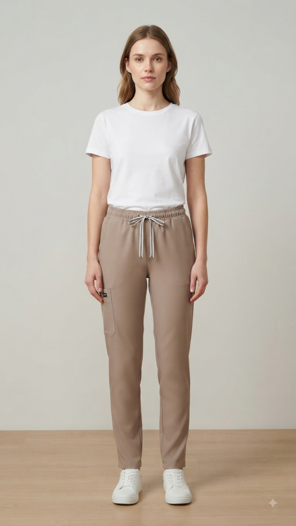 A2R Women's Classic Scrub Pant (Beige)