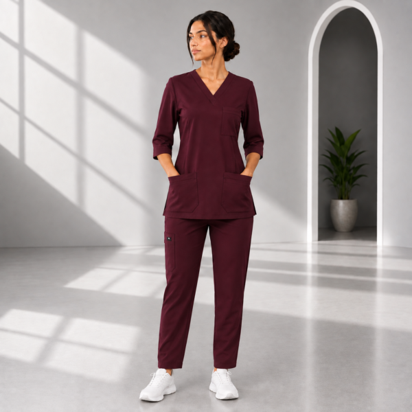 A2R women's Classic Scrub Set (Burgundy)
